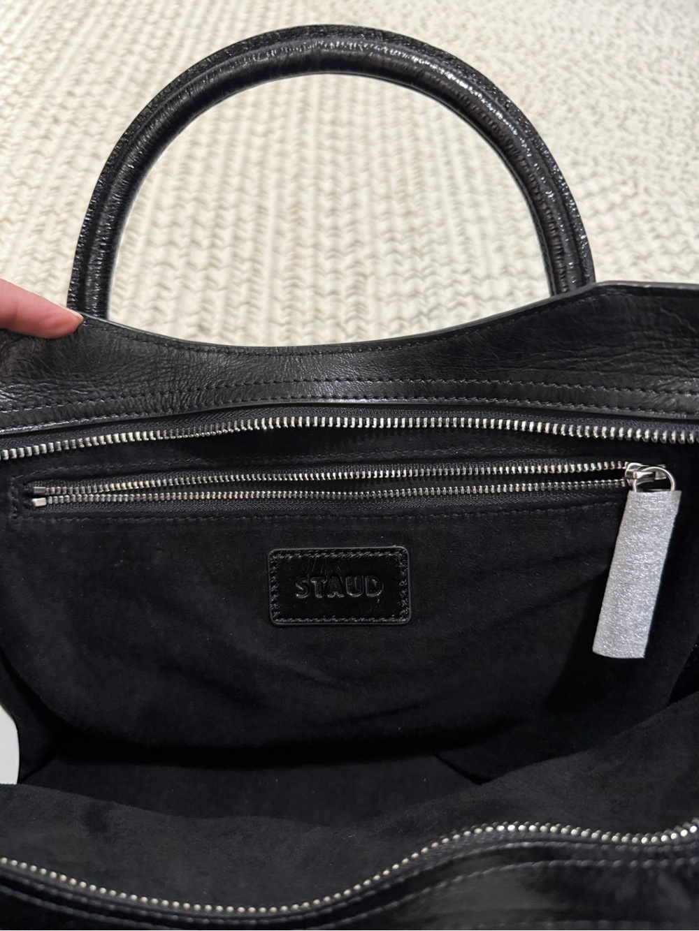NWT Staud Maude Black Leather Satchel Crossbody Bag - Picture 13 of 16
